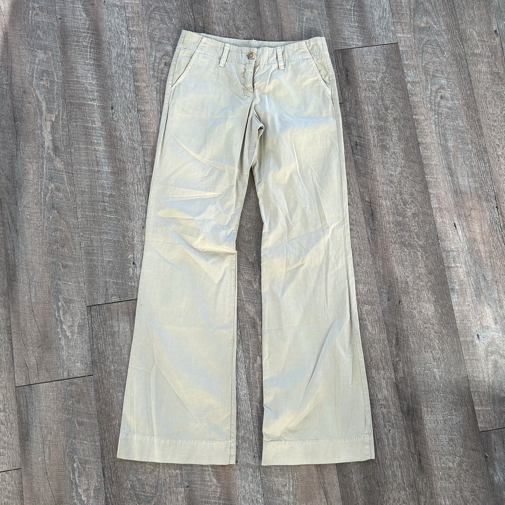 James Perse Los Angeles Women's Khaki Low Rise Flare Pants Size 27 USA Cotton